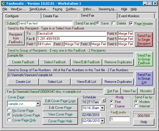 Screenshot of FaxAmatic