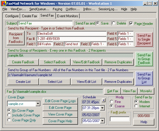 Screenshot of FaxMail Network for Windows